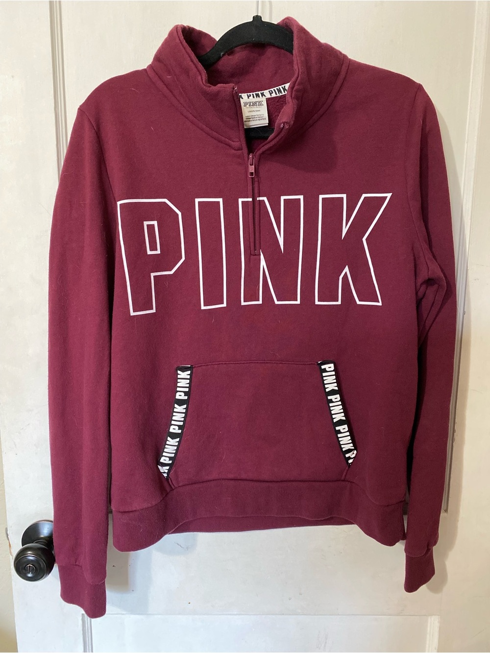 PINK Victoria's Secret Burgundy Half-Zip Crew Sweatshirt